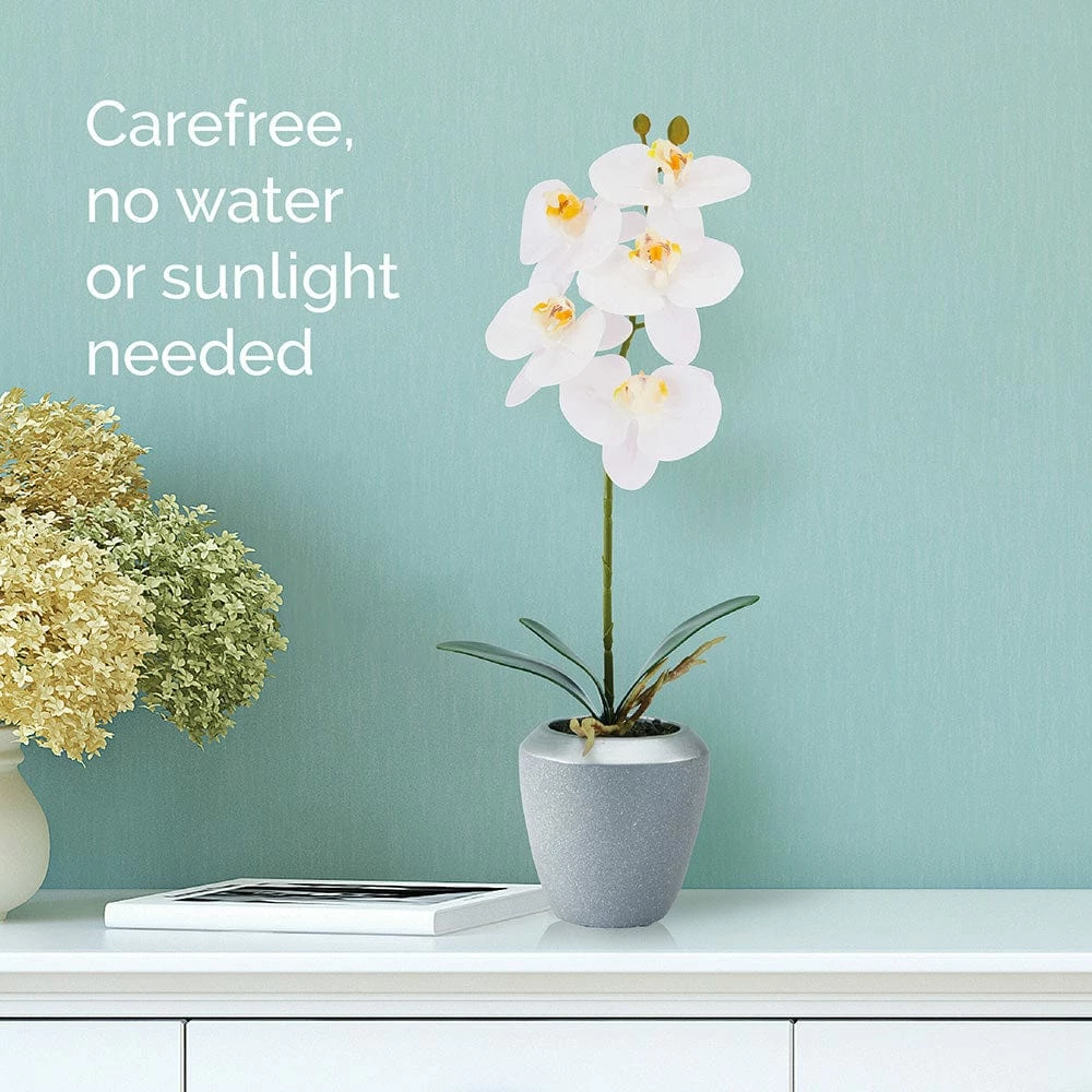 Cheap 👍 Mikasa® 15 Inch Faux Orchid in Grey Pot, Rosewood ✨ 4 Cheap 👍 Mikasa® 15 Inch Faux Orchid in Grey Pot, Rosewood ✨ - Image 2