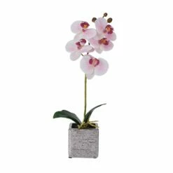 Cheap 🧨 Mikasa® 15 Inch Faux Orchid in Square Pot, Watercolor Pink 👏