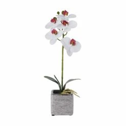 New 💯 Mikasa® 15 Inch Faux Orchid in Square Pot, White and Pink ✔️
