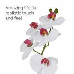 New 💯 Mikasa® 15 Inch Faux Orchid in Square Pot, White and Pink ✔️ -Mikasa Sales 2023 15 inch faux orchid in square pot white and pink 5283169 3