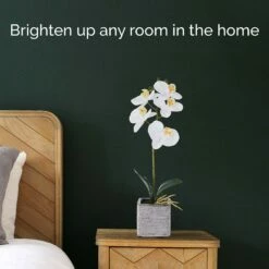 Best Sale 🥰 Mikasa® 15 Inch Faux Orchid in Square Pot, White 👍 -Mikasa Sales 2023 15 inch faux orchid in square pot white 5283170 3