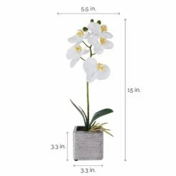 Best Sale 🥰 Mikasa® 15 Inch Faux Orchid in Square Pot, White 👍 -Mikasa Sales 2023 15 inch faux orchid in square pot white 5283170 4
