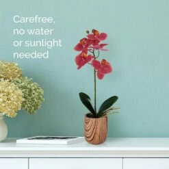 Cheapest 😀 Mikasa® 16 Inch Faux Orchid in Brown Pot, Rosewood 😉 -Mikasa Sales 2023 16 inch faux orchid in brown pot rosewood 5293736 3