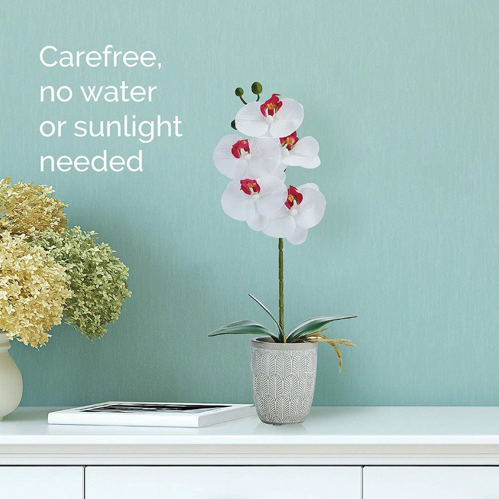 Hot Sale 😍 Mikasa® 16 Inch Faux Orchid in Geometric Pot, White and Pink 🔥 5 Hot Sale 😍 Mikasa® 16 Inch Faux Orchid in Geometric Pot, White and Pink 🔥 - Image 3