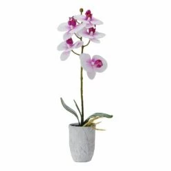 Wholesale 👏 Mikasa® 16 Inch Faux Orchid in Grey Pot, White and Fuchsia 🎉