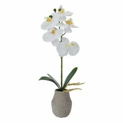 Best Pirce 🛒 Mikasa® 16 Inch Faux Orchid in Pot, White and Yellow 🤩