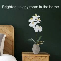 Best Pirce 🛒 Mikasa® 16 Inch Faux Orchid in Pot, White and Yellow 🤩 -Mikasa Sales 2023 16 inch faux orchid in po white and yellow 5291148 3