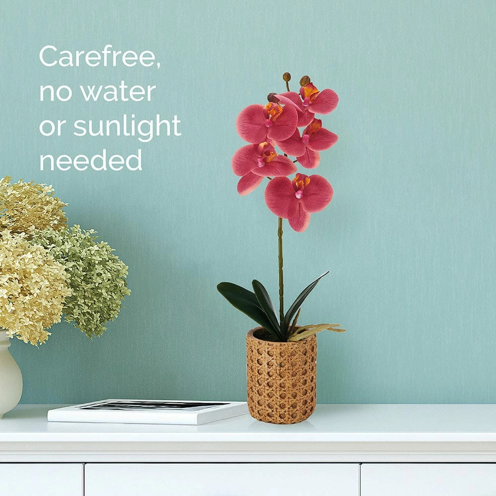 New 🌟 Mikasa® 16 Inch Faux Orchid in Tan Pot, Rosewood 🎁 4 New 🌟 Mikasa® 16 Inch Faux Orchid in Tan Pot, Rosewood 🎁 - Image 2