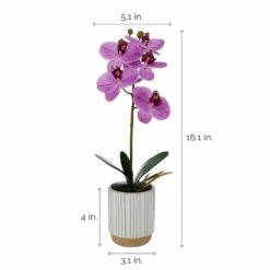 Deals 🔥 Mikasa® 16 Inch Faux Orchid in White Pot, Fuchsia 🛒 -Mikasa Sales 2023 16 inch faux orchid in white pot fuchsia 5293719 4