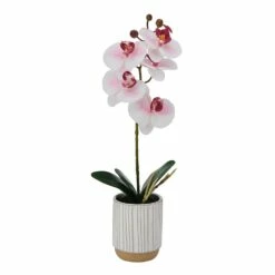 Budget 😀 Mikasa® 16 Inch Faux Orchid in White Pot, Watercolor Pink 😉