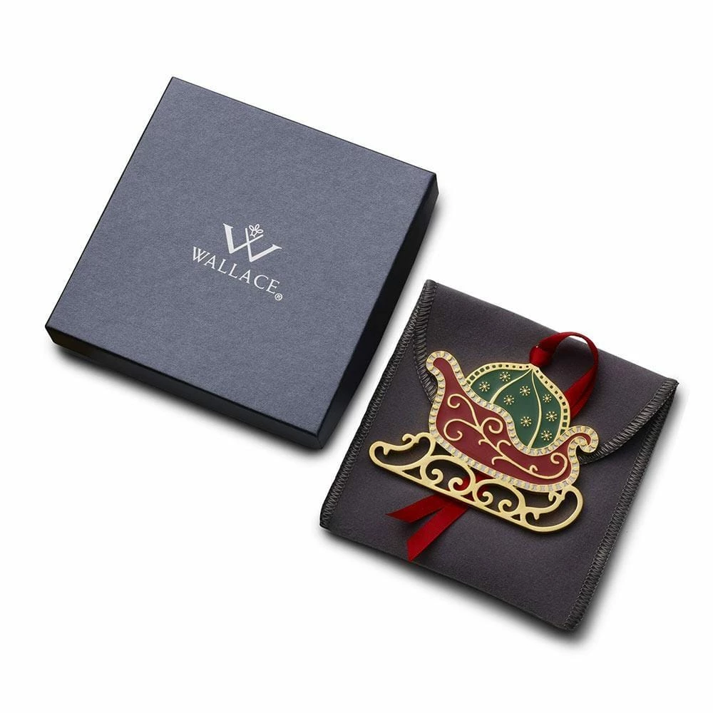 Buy 😍 Wallace® 2021 Gold Plated and Enameled Sleigh Ornament 12th Edition 🧨 4 Buy 😍 Wallace® 2021 Gold Plated and Enameled Sleigh Ornament 12th Edition 🧨 - Image 2