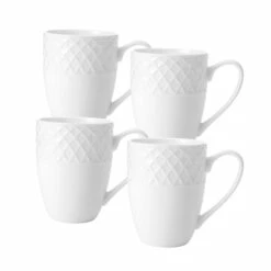 Hot Sale 💯 Mikasa® Trellis White Set of 4 Mugs 😉