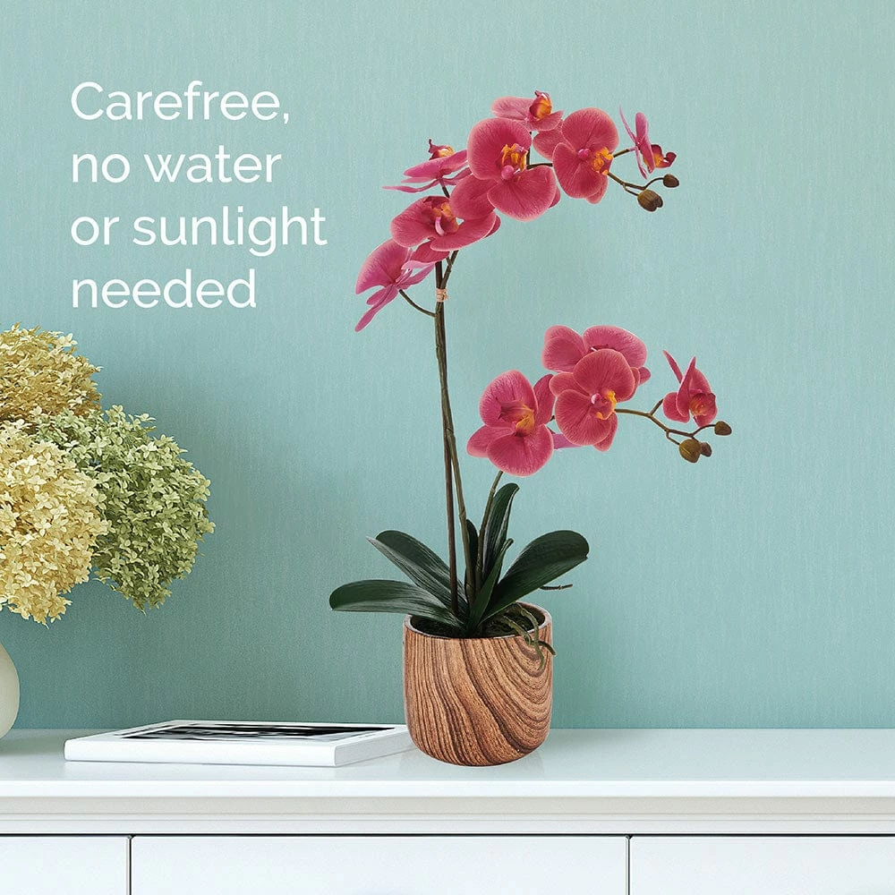 New 👏 Mikasa® 22 Inch Faux Orchid in Brown Pot, Rosewood ✔️ 4 New 👏 Mikasa® 22 Inch Faux Orchid in Brown Pot, Rosewood ✔️ - Image 2