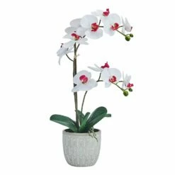 Flash Sale 💯 Mikasa® 22 Inch Faux Orchid in Geometric Pot, White and Pink 🛒