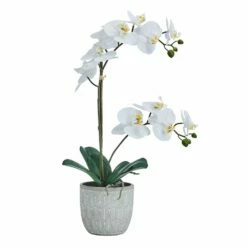 Best deal 🛒 Mikasa® 22 Inch Faux Orchid in Geometric Pot, White and Yellow 🌟