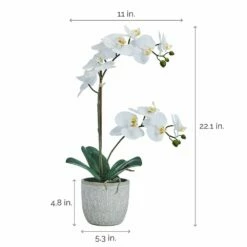 Best deal 🛒 Mikasa® 22 Inch Faux Orchid in Geometric Pot, White and Yellow 🌟 -Mikasa Sales 2023 22 inch faux orchid in geometric pot white and yellow 5293723 4