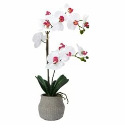 New 👏 Mikasa® 22 Inch Faux Orchid in Grey Pot, White and Pink 😉