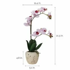 Best Sale 💯 Mikasa® 22 Inch Faux Orchid in Rustic Pot, Pink Spot 😉 -Mikasa Sales 2023 22 inch faux orchid in rustic pot pink spot 5291143 4