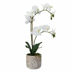 Wholesale 👍 Mikasa® 22 Inch Faux Orchid in Rustic Pot, White and Yellow 💯