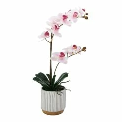 Promo 🛒 Mikasa® 22 Inch Faux Orchid in White Pot, Watercolor Pink 👏