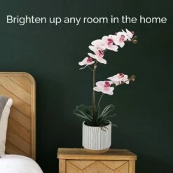 Promo 🛒 Mikasa® 22 Inch Faux Orchid in White Pot, Watercolor Pink 👏 -Mikasa Sales 2023 22 inch faux orchid in white pot watercolor pink 5293715 3