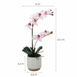 Promo 🛒 Mikasa® 22 Inch Faux Orchid in White Pot, Watercolor Pink 👏 -Mikasa Sales 2023 22 inch faux orchid in white pot watercolor pink 5293715 4