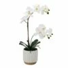 Discount 👍 Mikasa® 22 Inch Faux Orchid in White Pot, White and Yellow 🥰 -Mikasa Sales 2023 22 inch faux orchid in white pot white and yellow 5293717 1