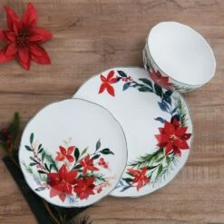 Promo 😉 Mikasa® Merry Poinsettia 12 Piece Dinnerware Set, Service For 4 🎉 12 Promo 😉 Mikasa® Merry Poinsettia 12 Piece Dinnerware Set, Service For 4 🎉 -Mikasa Sales 2023 MERRY POINSETTIA 12 PIECE DINNERWARE SET SERVICE FOR 4 5297792 3