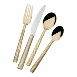 New 💯 Towle® Living Abbott Gold Plated 16 Piece Flatware Set, Service for 4 👍
