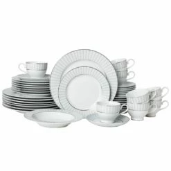Hot Sale 💯 Mikasa® Adrian Grey 40 Piece Dinnerware Set, Service for 8 👏