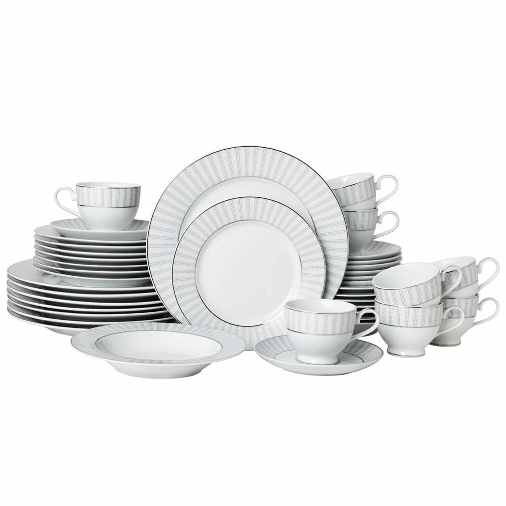 Hot Sale 💯 Mikasa® Adrian Grey 40 Piece Dinnerware Set, Service for 8 👏 3 Hot Sale 💯 Mikasa® Adrian Grey 40 Piece Dinnerware Set, Service for 8 👏