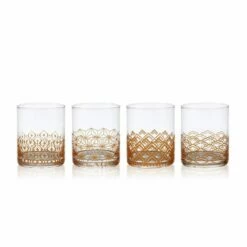 Deals 🔔 Mikasa® Art Deco Set of 4 Gold Double Old Fashioned Whiskey Glasses ⌛