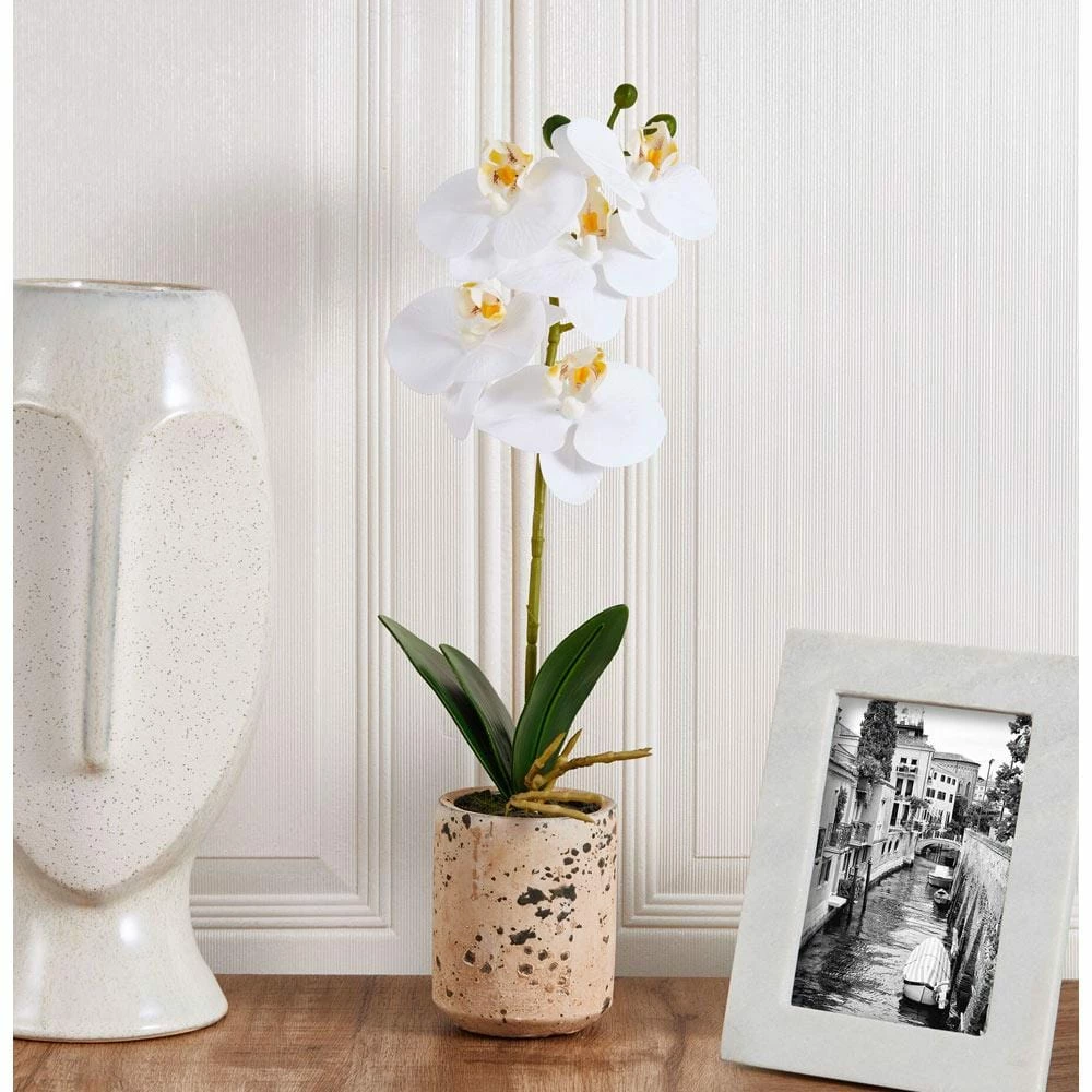 Promo 🔔 Mikasa® 14-1/2 Inch Faux Orchid with Tan Pot, White 🔔 4 Promo 🔔 Mikasa® 14-1/2 Inch Faux Orchid with Tan Pot, White 🔔 - Image 2