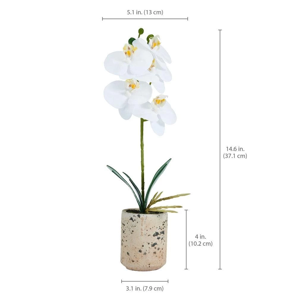 Promo 🔔 Mikasa® 14-1/2 Inch Faux Orchid with Tan Pot, White 🔔 7 Promo 🔔 Mikasa® 14-1/2 Inch Faux Orchid with Tan Pot, White 🔔 - Image 5