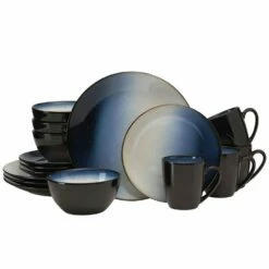 Best Sale 🔔 Gourmet Basics® Asher Blue 16 Piece Dinnerware Set, Service for 4 😀
