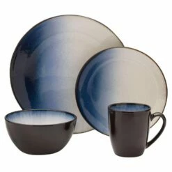 Best Sale 🔔 Gourmet Basics® Asher Blue 16 Piece Dinnerware Set, Service for 4 😀 -Mikasa Sales 2023 asher blue 16 piece dinnerware set service for 4 5244110 3