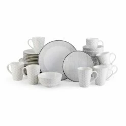 Outlet 🔥 Mikasa® Avery Medley Gray 32 Piece Dinnerware Set ⌛