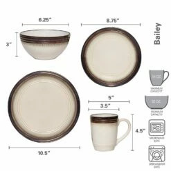 Best Pirce ✨ Gourmet Basics® Bailey 16 Piece Dinnerware Set, Service for 4 ⭐ -Mikasa Sales 2023 bailey 16 piece dinnerware set service for 4 5261862 5
