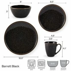 Budget 🎁 Mikasa® Barrett Black 16 Piece Dinnerware Set, Service for 4 😉 -Mikasa Sales 2023 barrett black 16 piece dinnerware set service for 4 5287846 10