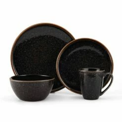 Budget 🎁 Mikasa® Barrett Black 16 Piece Dinnerware Set, Service for 4 😉 -Mikasa Sales 2023 barrett black 16 piece dinnerware set service for 4 5287846 9