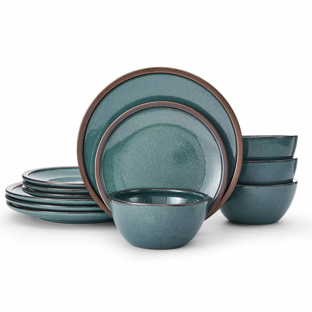 New 😍 Mikasa® Barrett Green 12 Piece Dinnerware Set, Service for 4 😍 3 New 😍 Mikasa® Barrett Green 12 Piece Dinnerware Set, Service for 4 😍