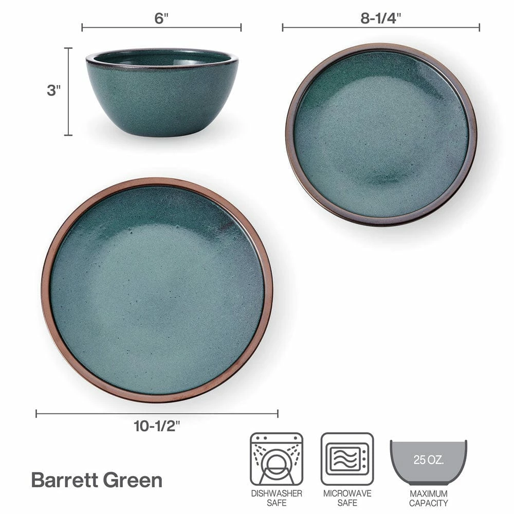 New 😍 Mikasa® Barrett Green 12 Piece Dinnerware Set, Service for 4 😍 6 New 😍 Mikasa® Barrett Green 12 Piece Dinnerware Set, Service for 4 😍 - Image 4