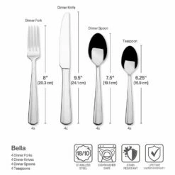 Brand new 🎁 Mikasa® Bella 16 Piece Flatware Set, Service for 4 ⌛ -Mikasa Sales 2023 bella 16 piece flatware set service for 4 5292122 5