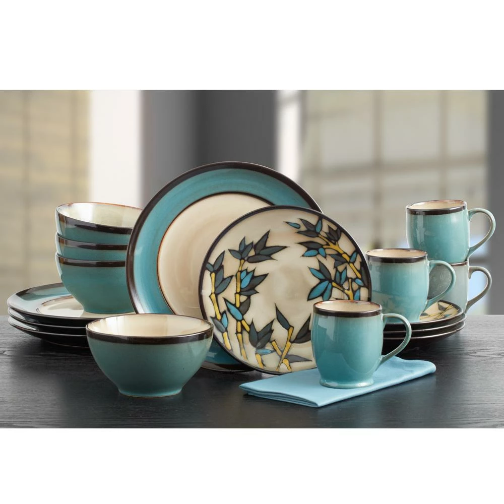 Wholesale ⌛ Gourmet Basics® Belmont Round Blue Stalks Dinnerware Set ❤️ 4 Wholesale ⌛ Gourmet Basics® Belmont Round Blue Stalks Dinnerware Set ❤️ - Image 2