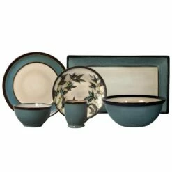 Best Pirce ✔️ Gourmet Basics® Belmont Round Blue Stalks Service for 8 With Serveware 👍