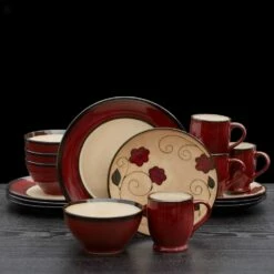 Coupon 😍 Gourmet Basics® Belmont Round Red Leaves Dinnerware Set 🎉 -Mikasa Sales 2023 belmont round red leaves dinnerware set 5137801 2