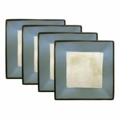 Best reviews of 🥰 Gourmet Basics® Belmont Set of 4 Blue Square Dinner Plates 👍