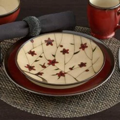 Budget 🎁 Gourmet Basics® Belmont Set of 4 Red Round Dinner Plates 🛒 -Mikasa Sales 2023 belmont set of 4 red round dinner plates K45091120 3