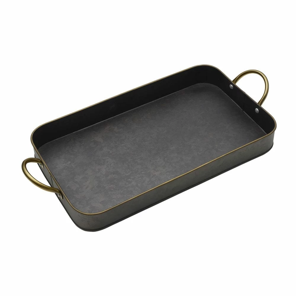 Brand new ⌛ Towle® Living Black Galvanized Rectangular Tray with Handles 💯 3 Brand new ⌛ Towle® Living Black Galvanized Rectangular Tray with Handles 💯