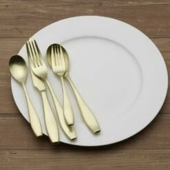 Cheap 🧨 Mikasa® Cayden Satin Gold 20 Piece Flatware Set, Service for 4 ⭐ -Mikasa Sales 2023 cayden satin gold 20 piece flatware set service for 4 5277700 3